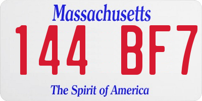MA license plate 144BF7