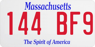MA license plate 144BF9
