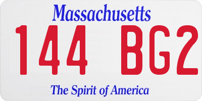 MA license plate 144BG2