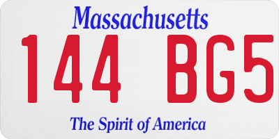 MA license plate 144BG5