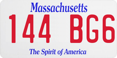 MA license plate 144BG6