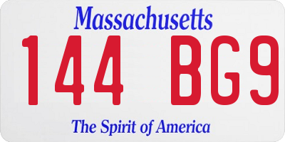 MA license plate 144BG9