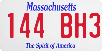 MA license plate 144BH3