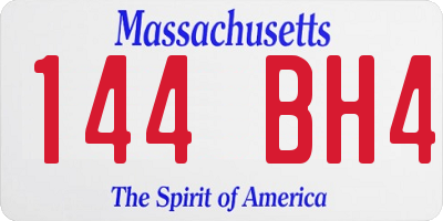 MA license plate 144BH4