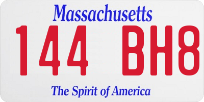 MA license plate 144BH8