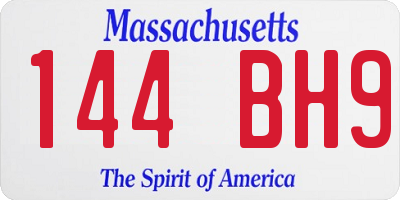 MA license plate 144BH9