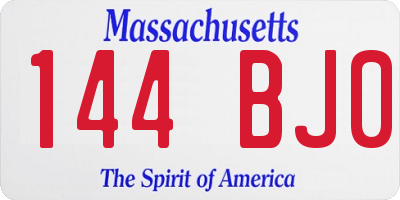 MA license plate 144BJ0