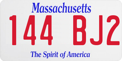 MA license plate 144BJ2