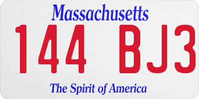 MA license plate 144BJ3