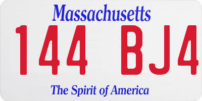 MA license plate 144BJ4
