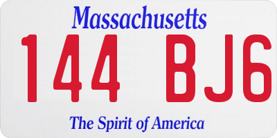 MA license plate 144BJ6