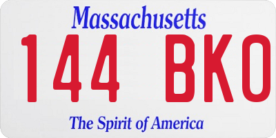 MA license plate 144BK0
