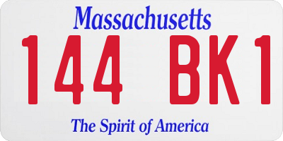 MA license plate 144BK1