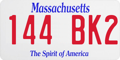 MA license plate 144BK2
