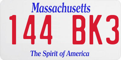 MA license plate 144BK3