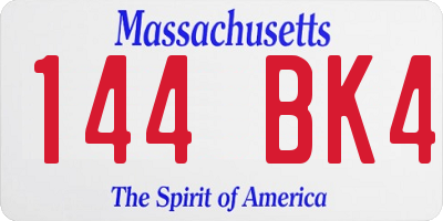MA license plate 144BK4