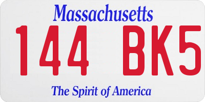MA license plate 144BK5