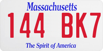 MA license plate 144BK7