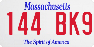 MA license plate 144BK9