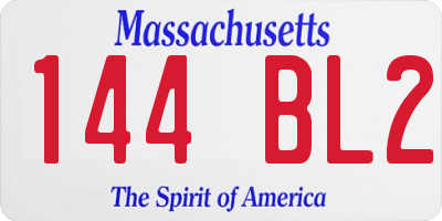 MA license plate 144BL2