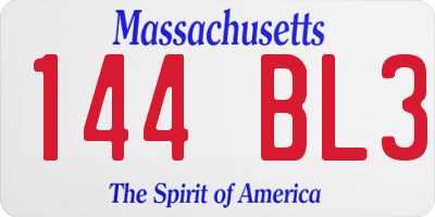 MA license plate 144BL3
