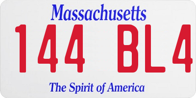 MA license plate 144BL4
