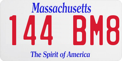 MA license plate 144BM8