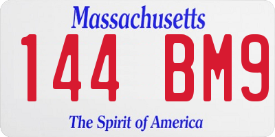 MA license plate 144BM9
