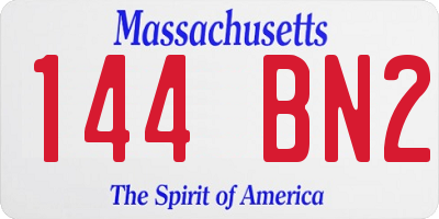MA license plate 144BN2
