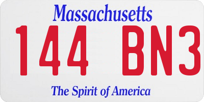 MA license plate 144BN3