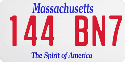 MA license plate 144BN7