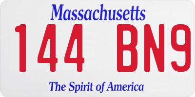 MA license plate 144BN9