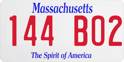 MA license plate 144BO2