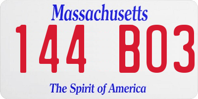 MA license plate 144BO3