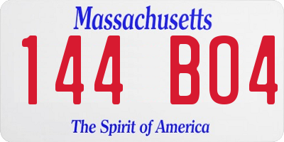 MA license plate 144BO4