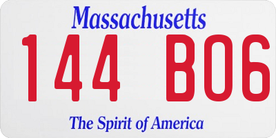 MA license plate 144BO6