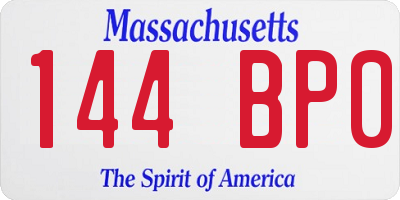 MA license plate 144BP0
