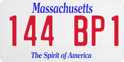 MA license plate 144BP1