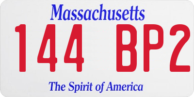 MA license plate 144BP2
