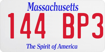 MA license plate 144BP3