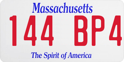 MA license plate 144BP4