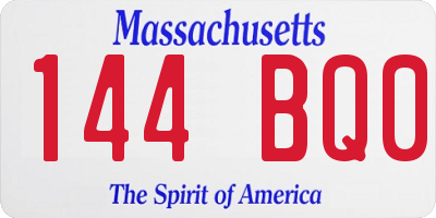 MA license plate 144BQ0