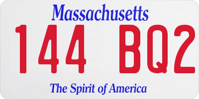MA license plate 144BQ2