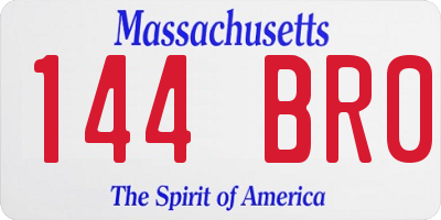 MA license plate 144BR0