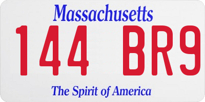 MA license plate 144BR9