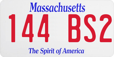 MA license plate 144BS2
