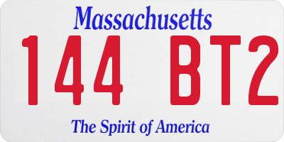 MA license plate 144BT2