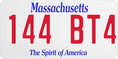 MA license plate 144BT4