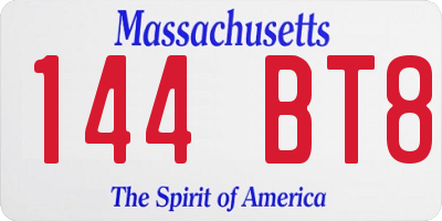 MA license plate 144BT8