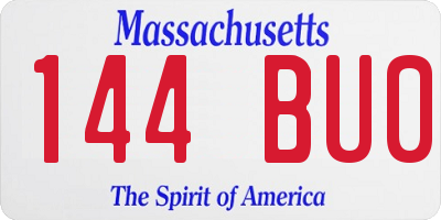 MA license plate 144BU0